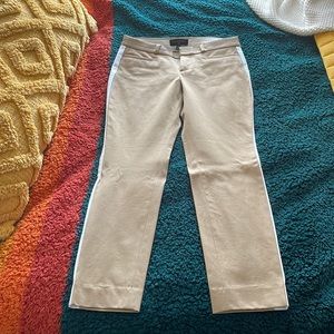 Banana Republic 2P khaki pants with white side stripe detail. Never worn